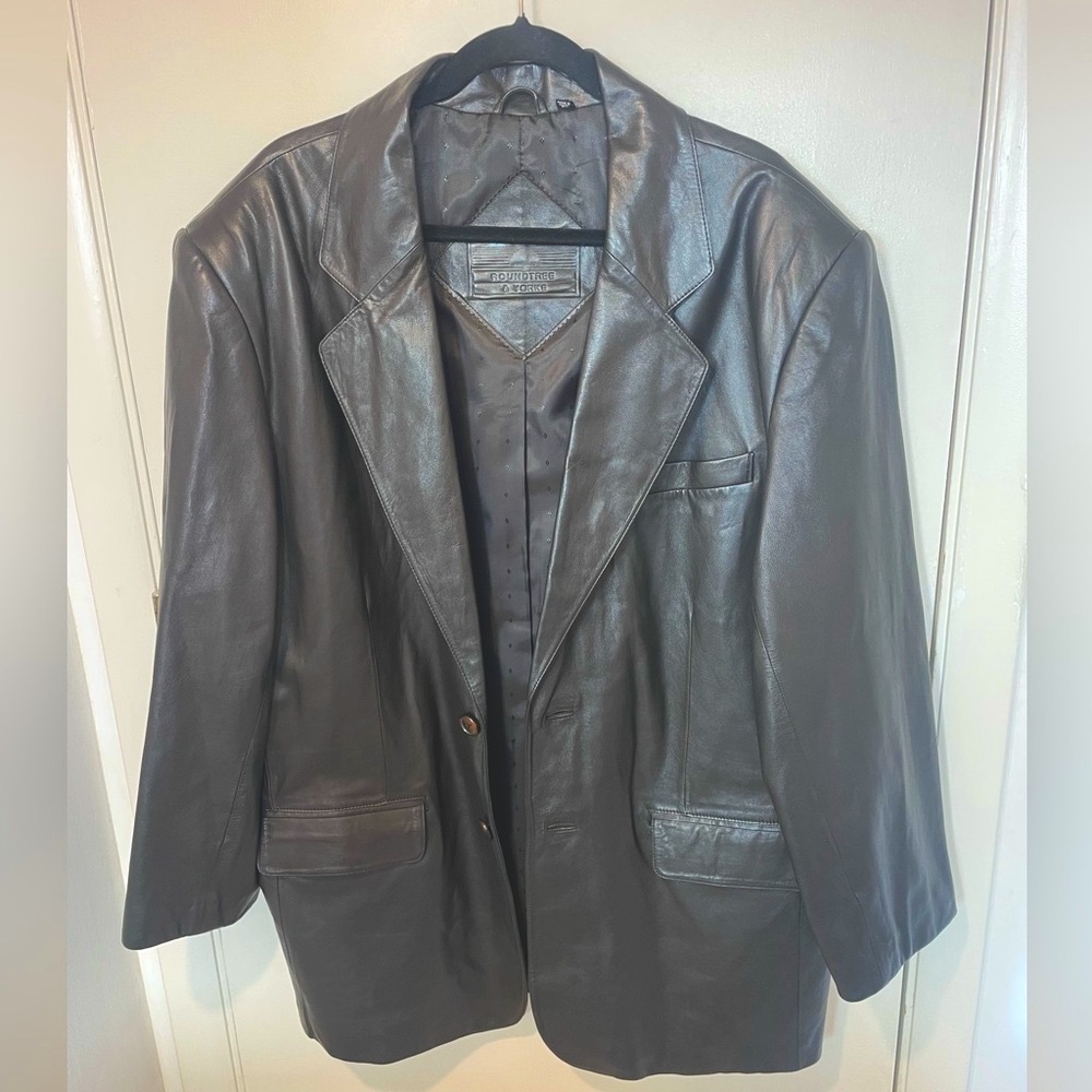Black Genuine Lamb Leather Jacket Roundtree & Yorke Size XL -coat men lined